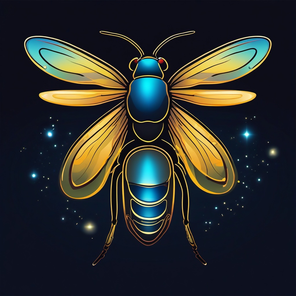 Firefly clipart - Bioluminescent insect with glowing flight, ,color clipart vector style