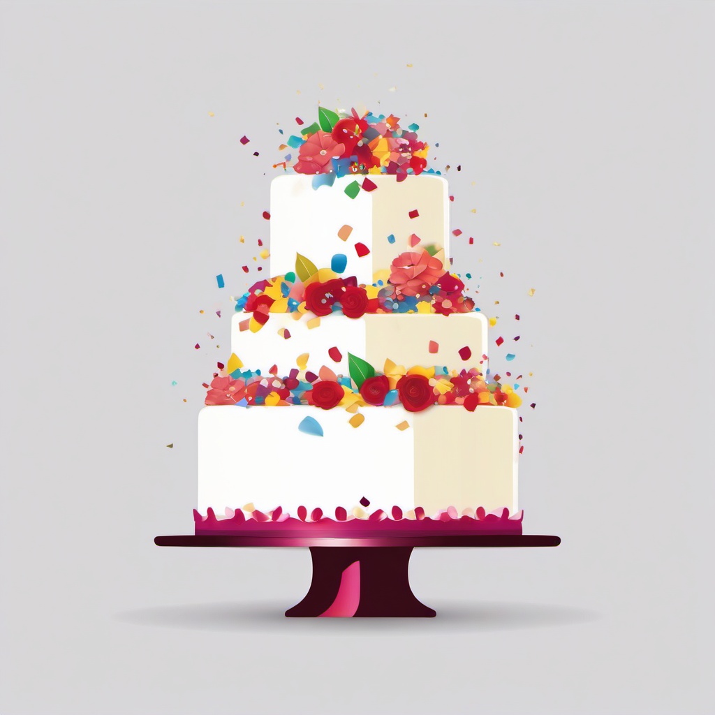 Confetti on a wedding cake clipart.  vector style illustration, white background