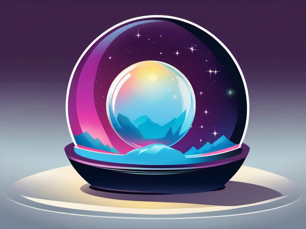 Crystal Ball Clipart - A crystal ball with swirling mystical visions of the future, a window to the unknown.  color clipart, minimalist, vector art, 