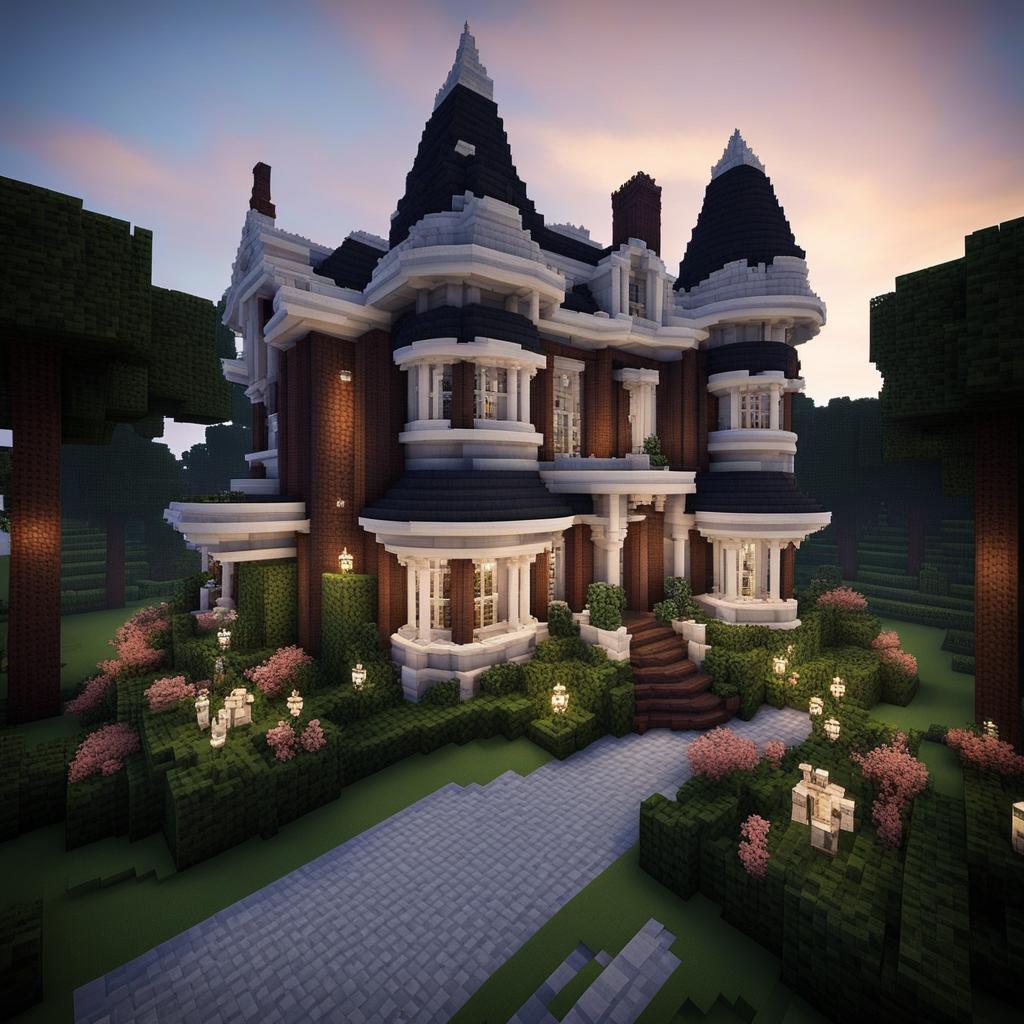 elegant victorian manor with a sprawling garden - minecraft house ideas minecraft block style