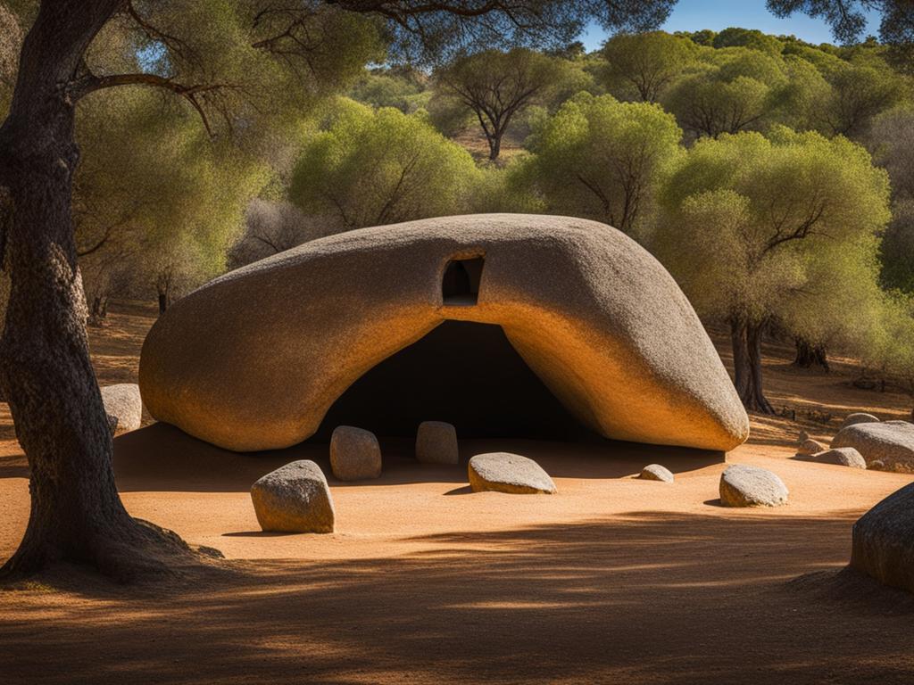 secrets of extremadura's dolmens - illustrate the secrets of extremadura's dolmens, prehistoric megalithic monuments shrouded in mystery. 