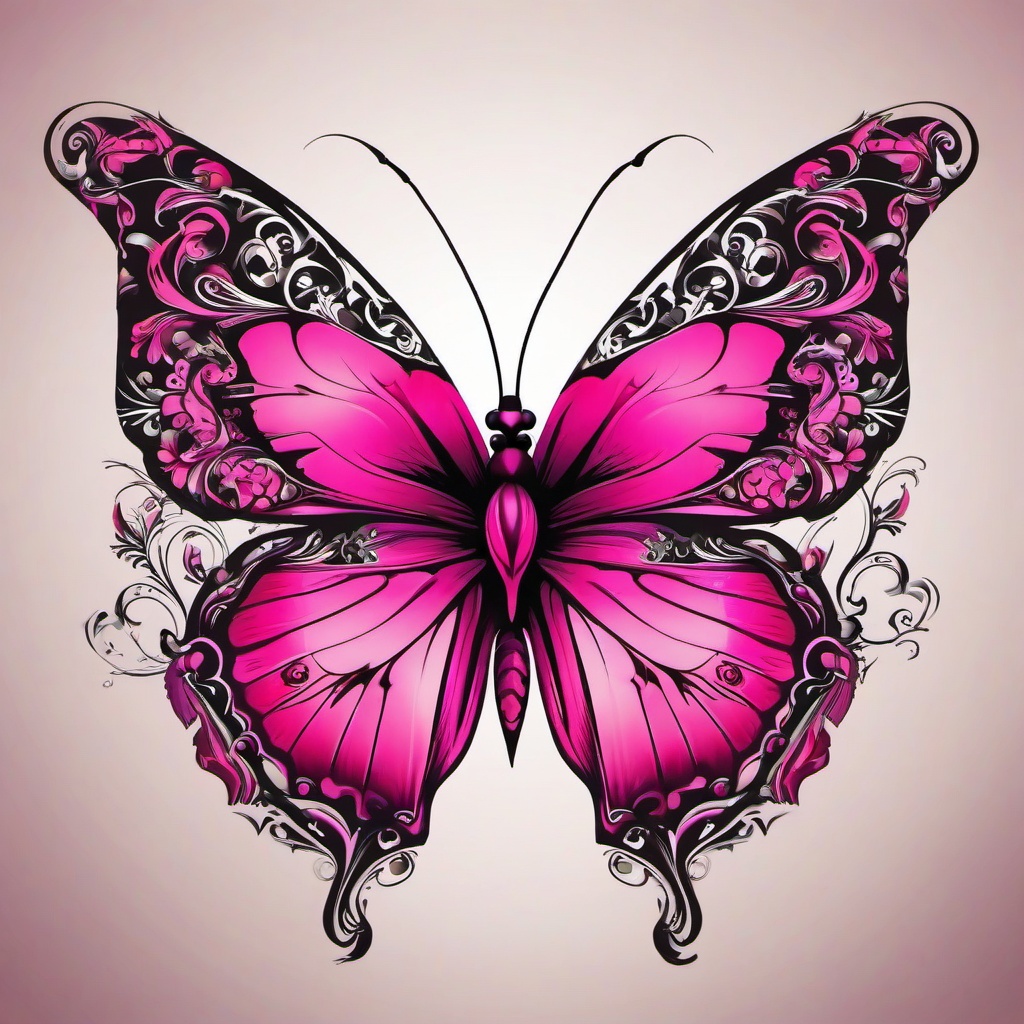 pink butterfly tattoo designs  