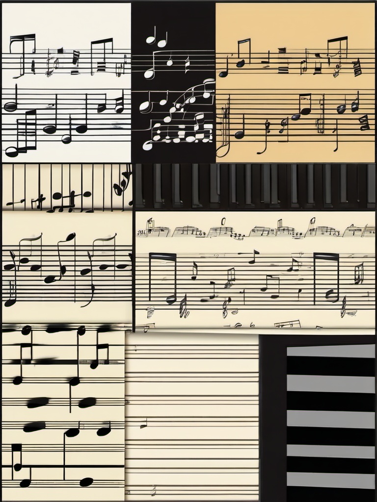 Music clipart - piano keys and sheet music  