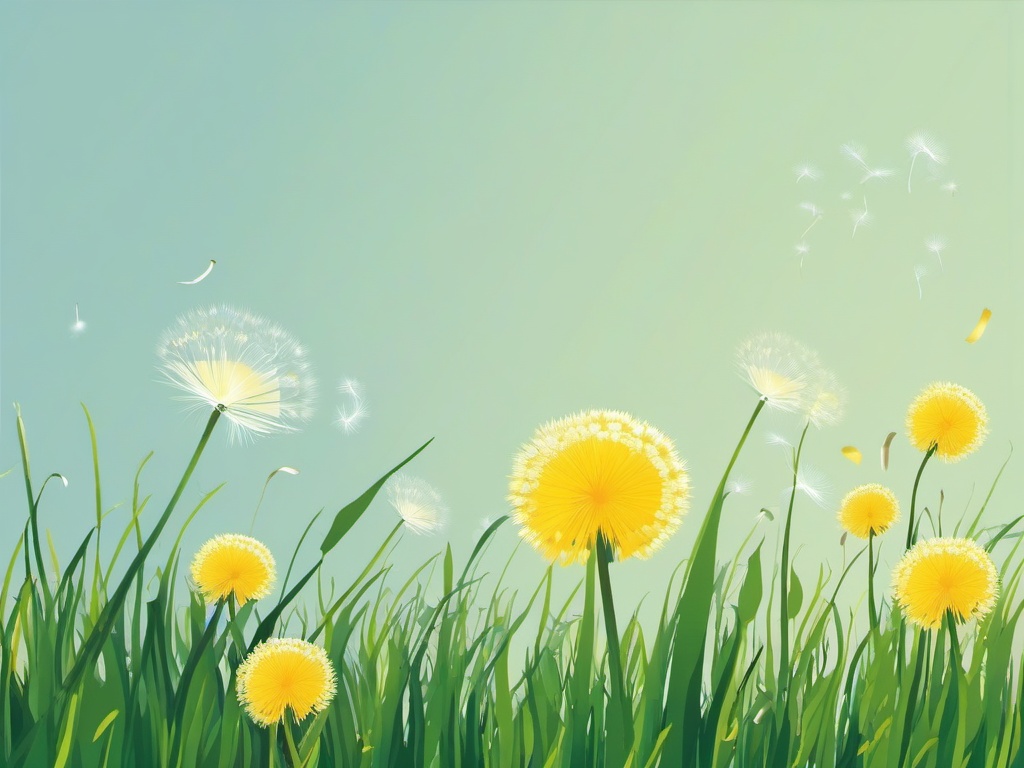 Dandelion swaying in the breeze clipart  simple, 2d flat