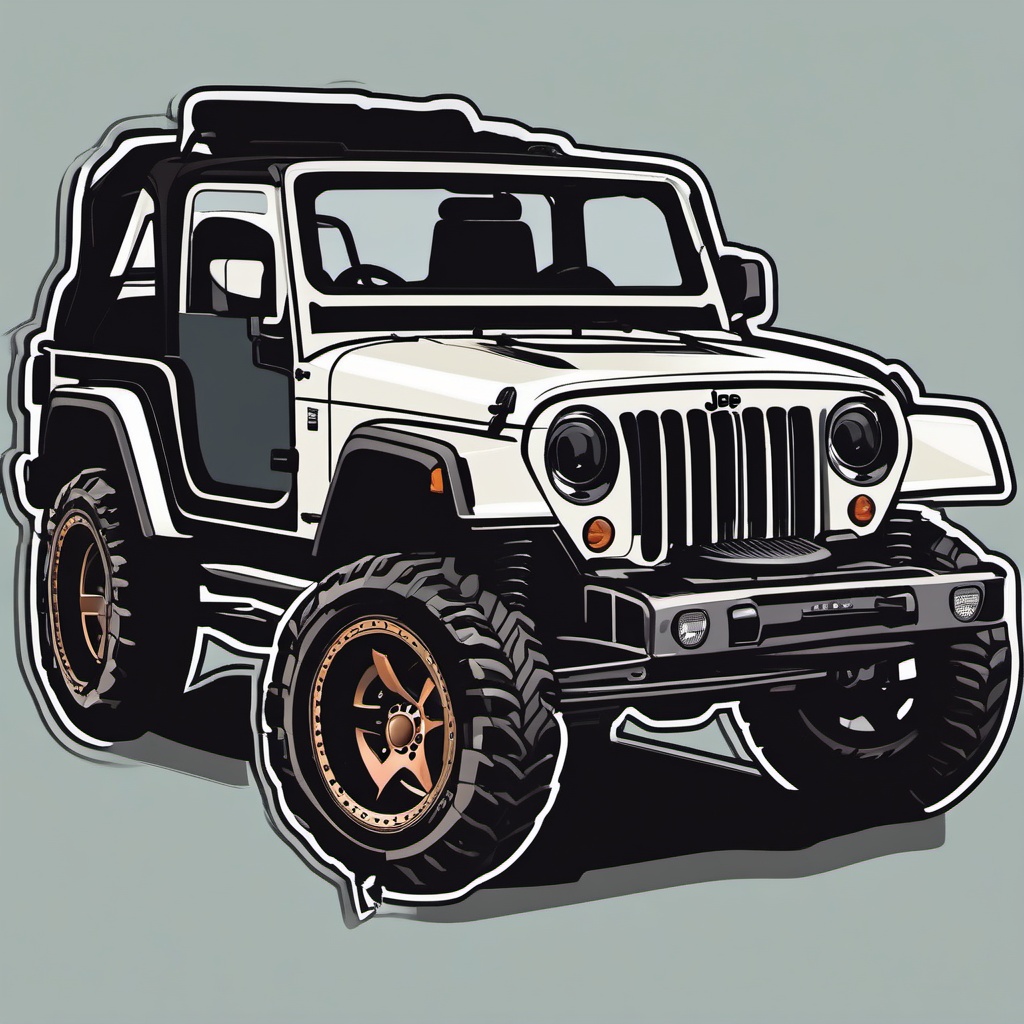 Convertible Jeep Sticker - Off-road fun, ,vector color sticker art,minimal
