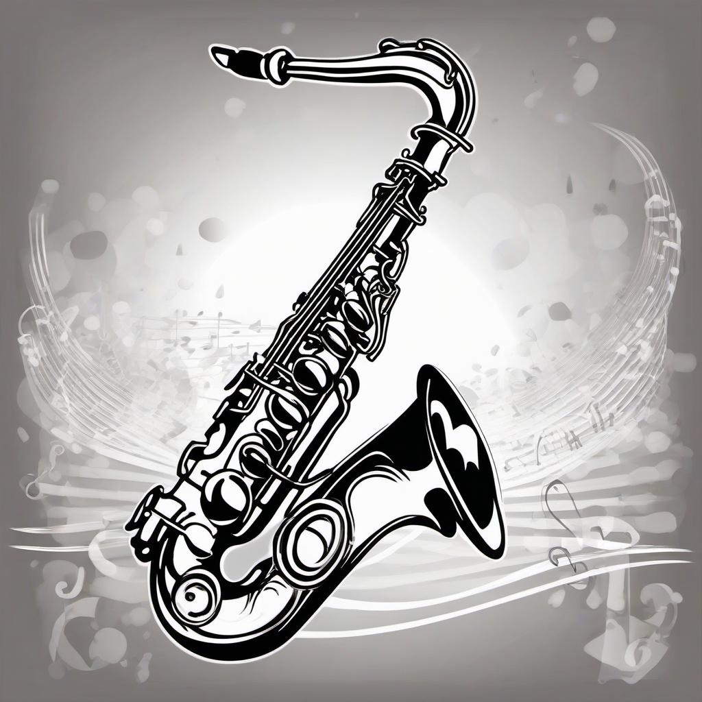 Alto sax black and white  , vector illustration, clipart