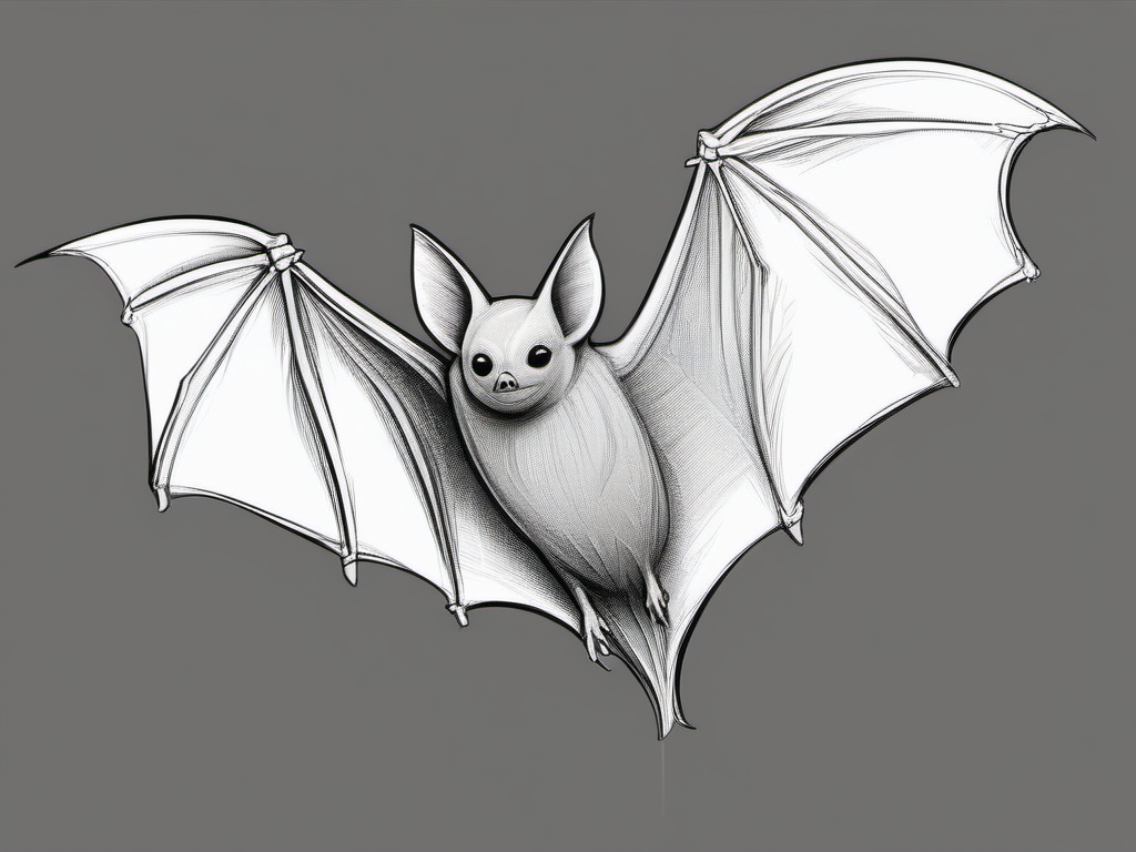 drawing of a gray bat  minimal rough sketch scribbles,doodles,black and white