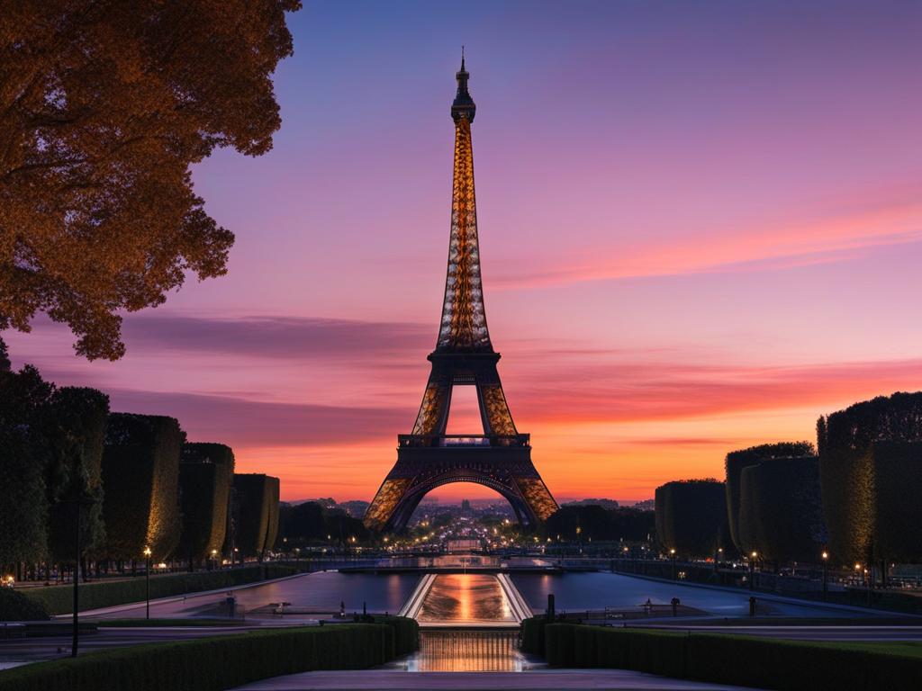 eiffel tower at twilight - illuminate the iconic eiffel tower against the twilight sky, a symbol of romance and paris. 