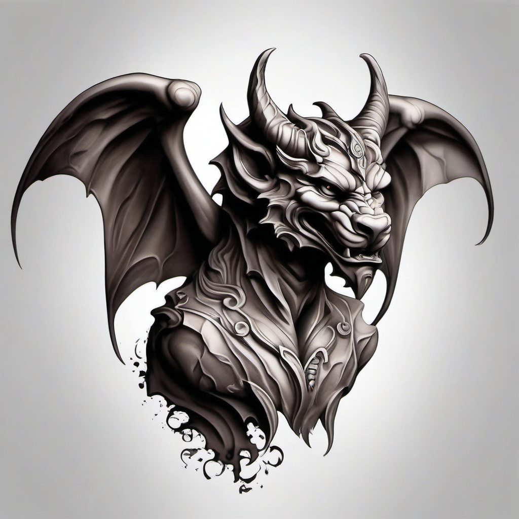 gargoyle statue tattoo  simple color tattoo design,white background