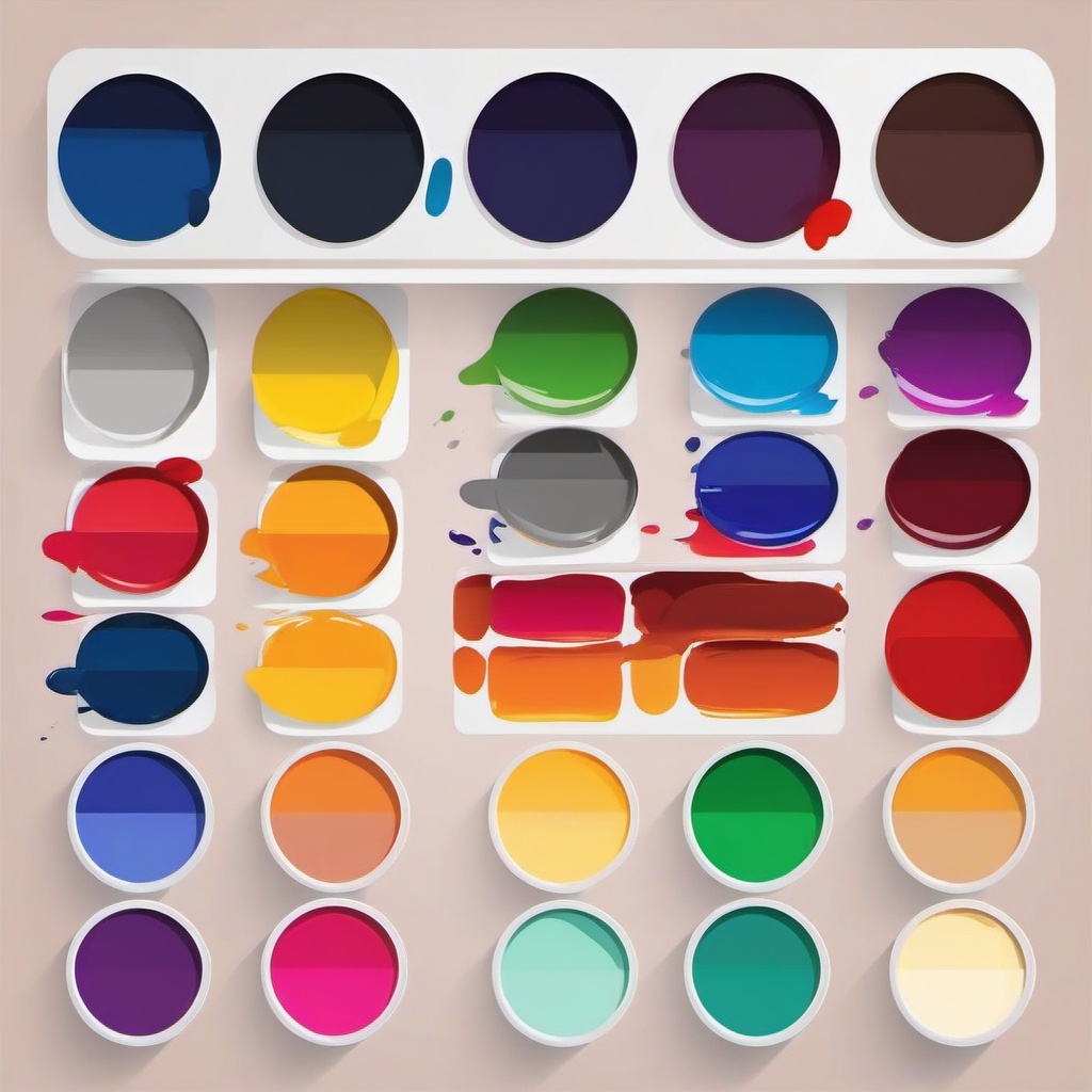 Palette Clipart - Artistic palette with a spectrum of colorful paints.  color clipart, minimalist, vector art, 