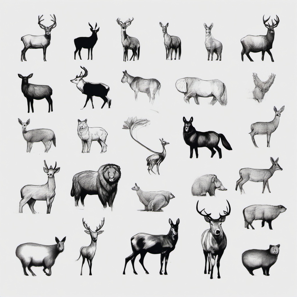 simple sketches of animals  minimal rough sketch scribbles,doodles,black and white