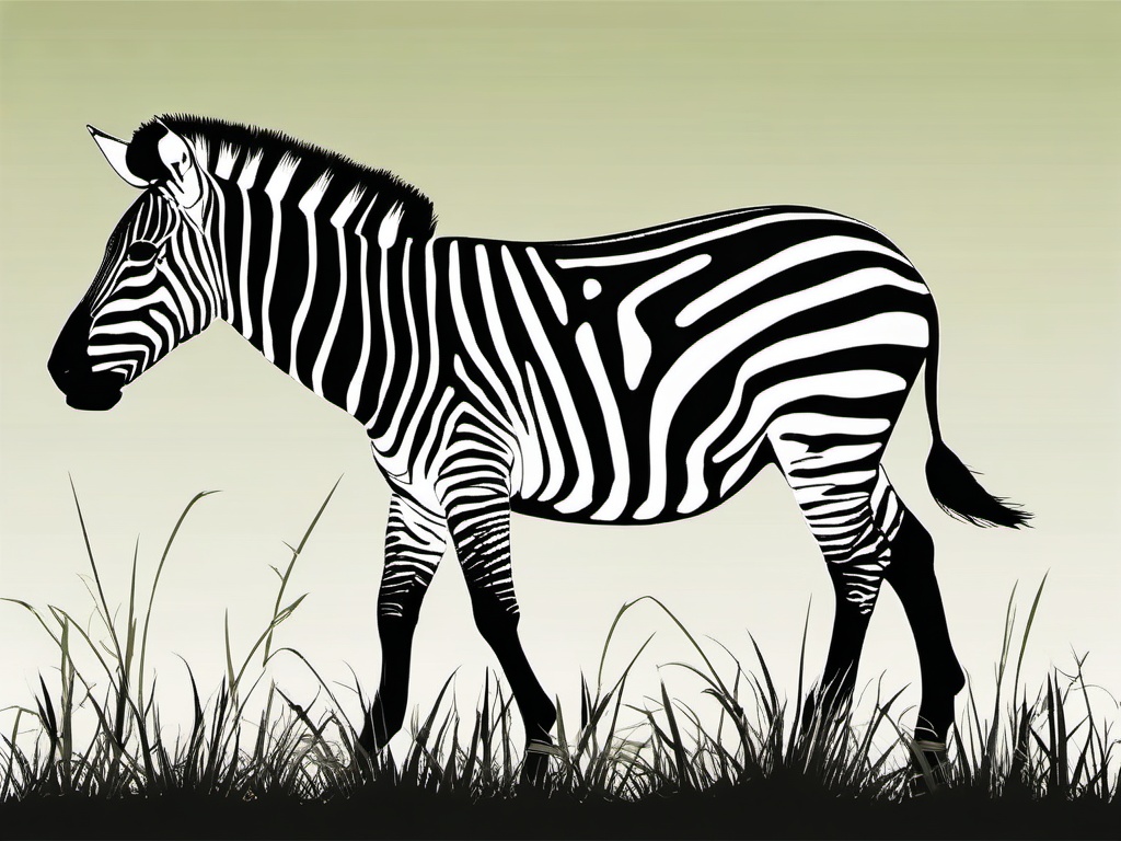 Zebra clipart - Striped herbivore roaming the grasslands, ,vector color clipart,minimal