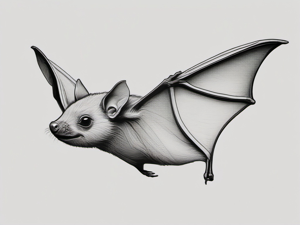 drawing of a Jamaican fruit bat  minimal rough sketch scribbles,doodles,black and white