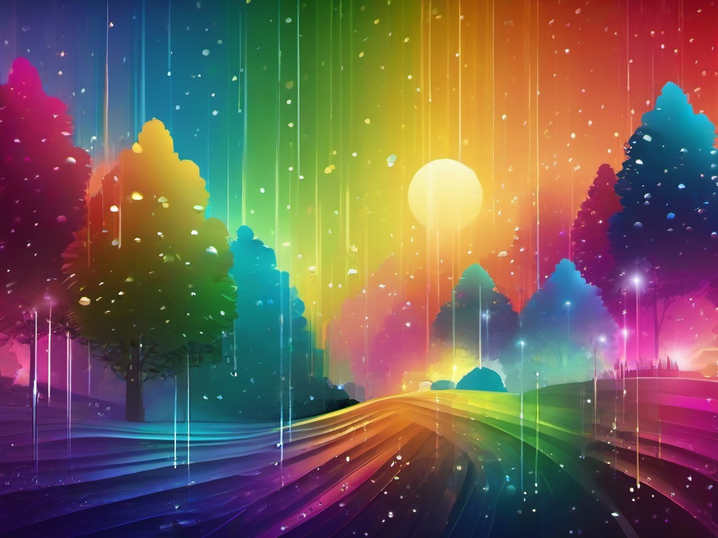 Rainbow Rain Background  