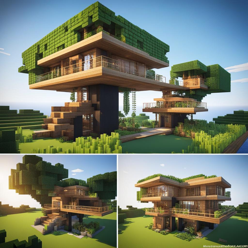 eco-friendly treehouse with solar panels and gardens - minecraft house ideas minecraft block style