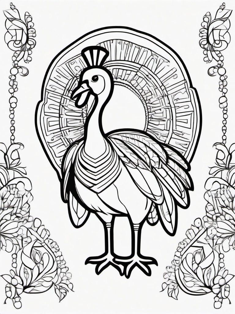 Turkey Coloring Pages - Festive Turkey in Various Poses  minimal black outline printable sheet, coloring page