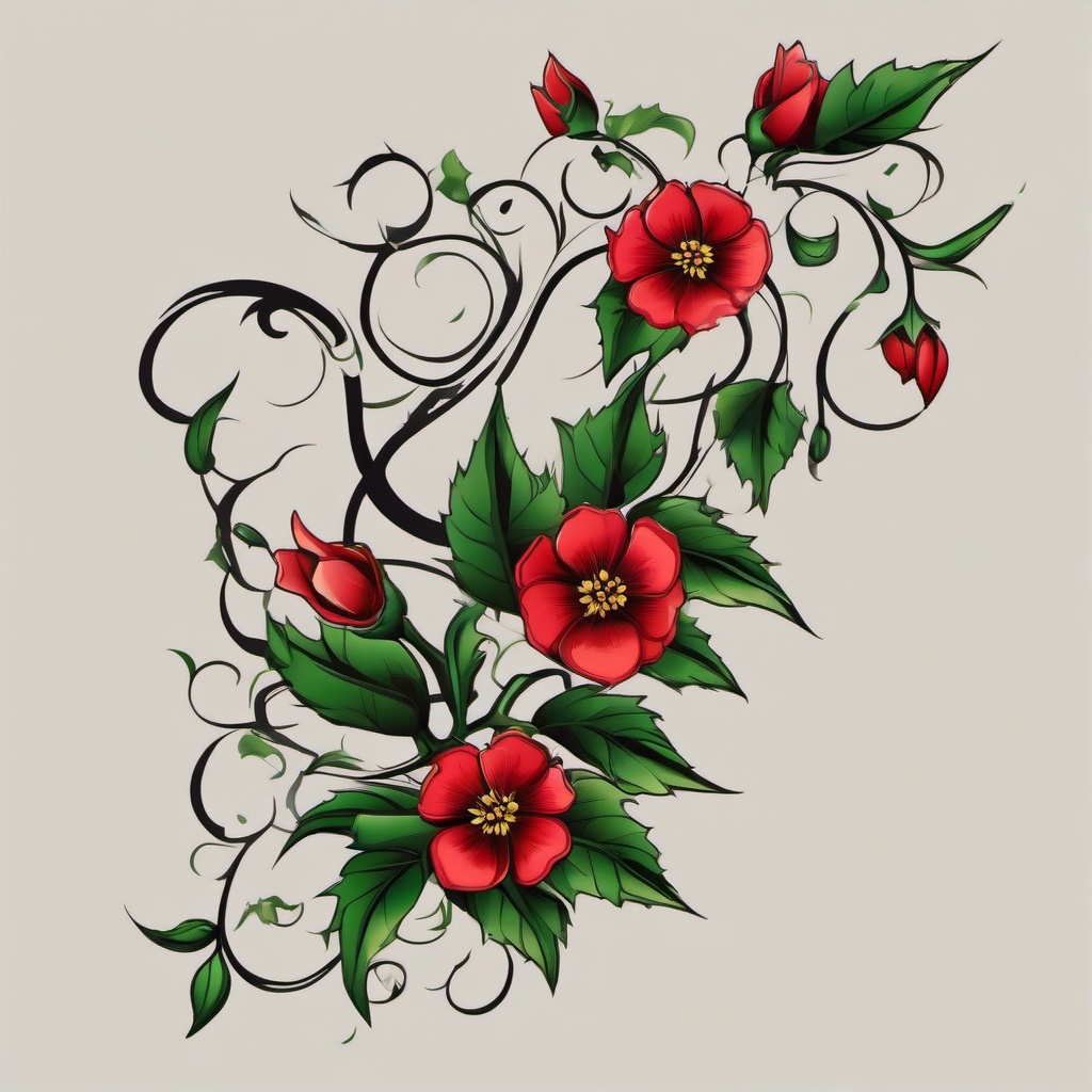 thorn vine tattoo  simple vector color tattoo