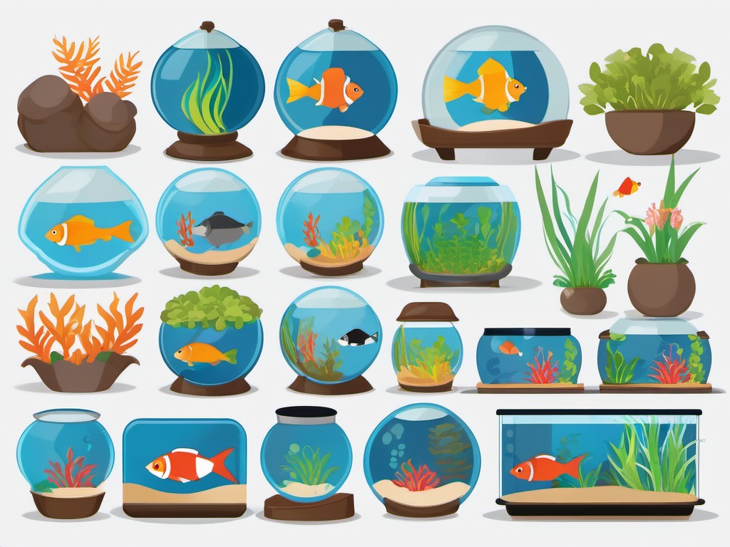 Fish Clipart,Decorating an aquarium care guide  simple, 2d flat