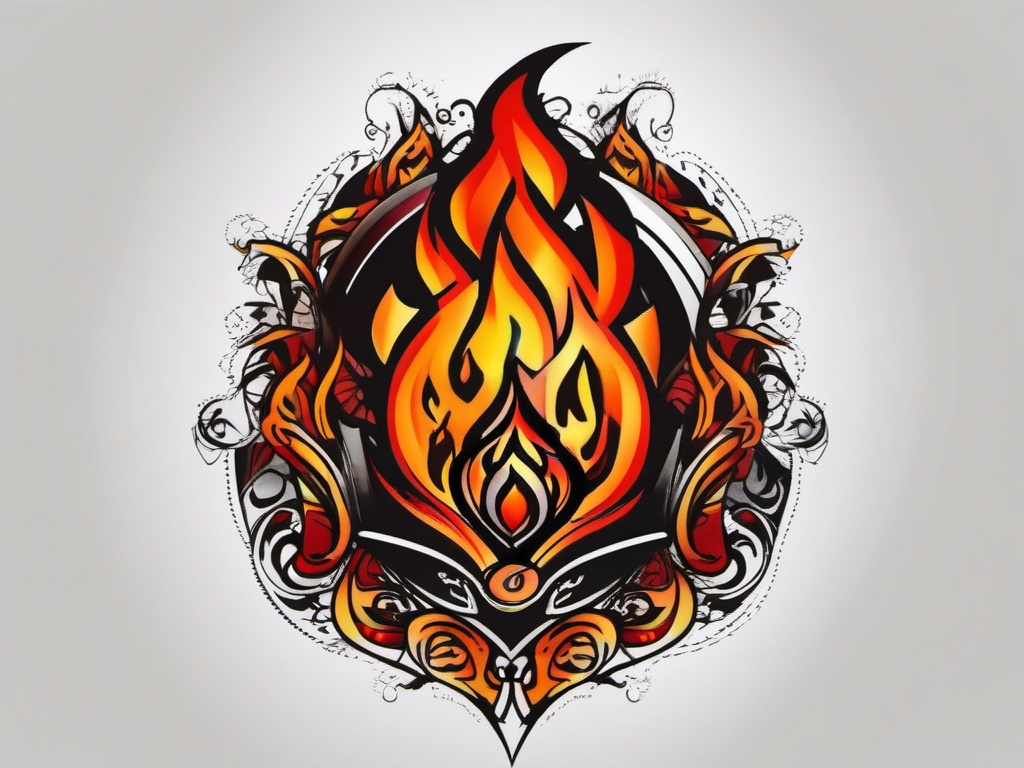 fire wrist tattoo  simple color tattoo,white background