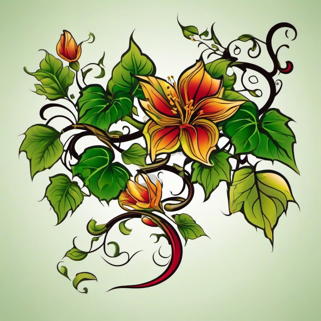 creeping vine tattoo  simple vector color tattoo