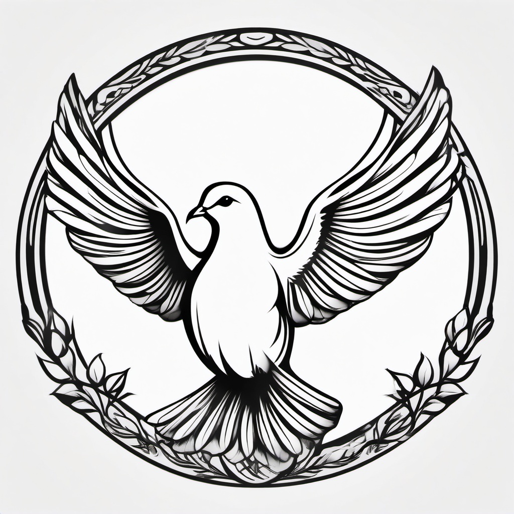 Dove Bird Tattoo - Dove symbolizing peace  minimalist tattoo design, white background