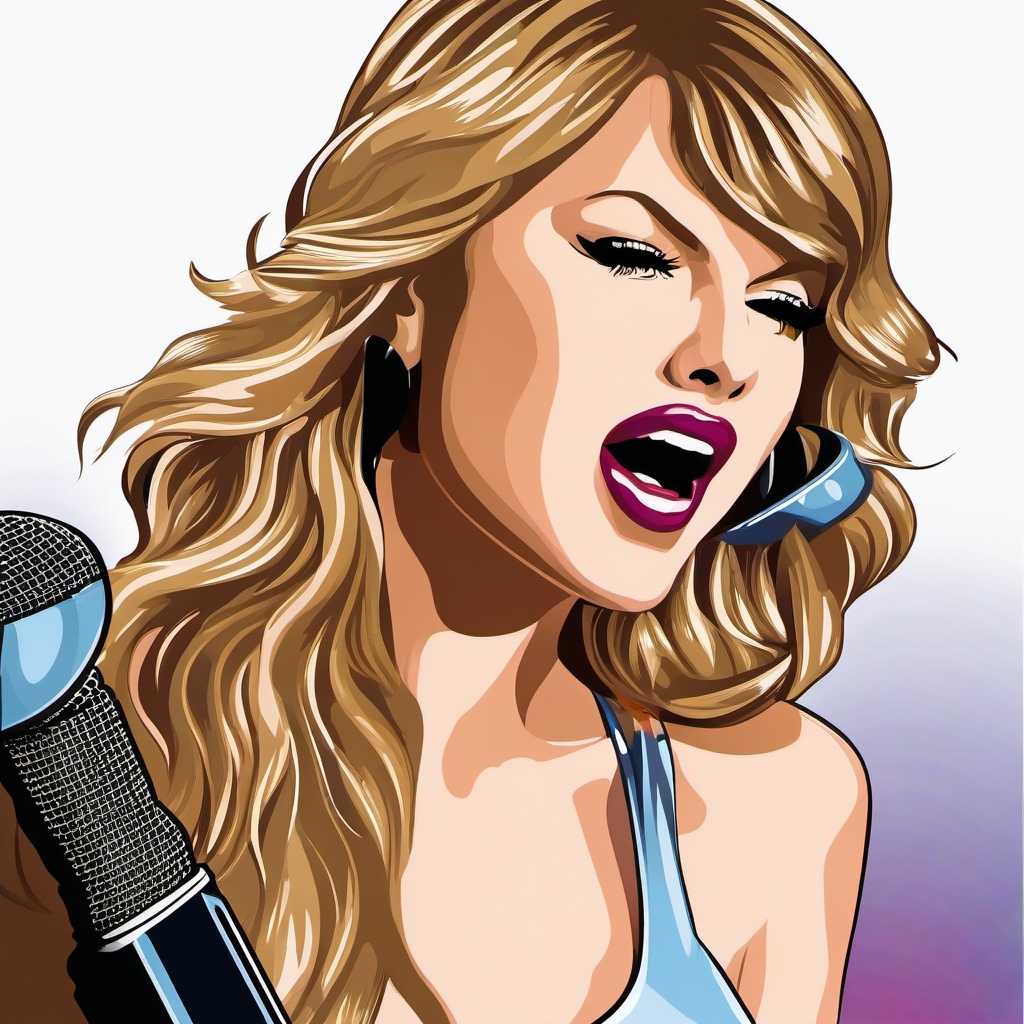 Taylor Swift clipart - Taylor Swift with a microphone singing  