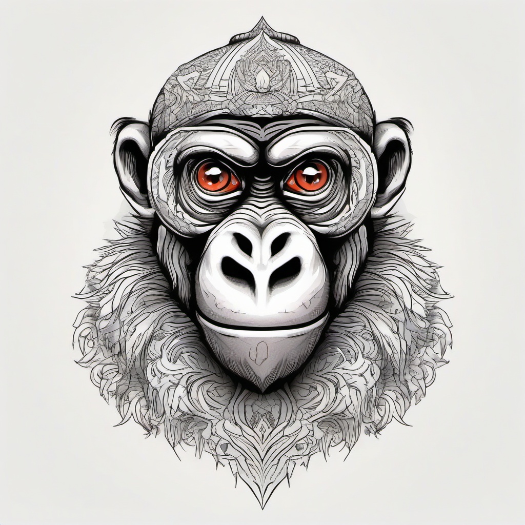 Three eye monkey  ,tattoo design, white background