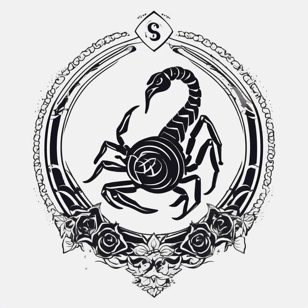 Tattoo for Scorpio Zodiac - Discover tattoo options that complement the unique traits of individuals born under the Scorpio zodiac.  simple vector color tattoo,minimal,white background