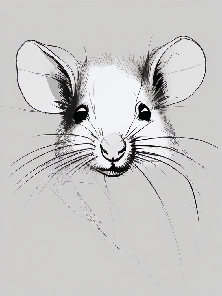 sketch of a rat  minimal rough sketch scribbles,doodles,black and white