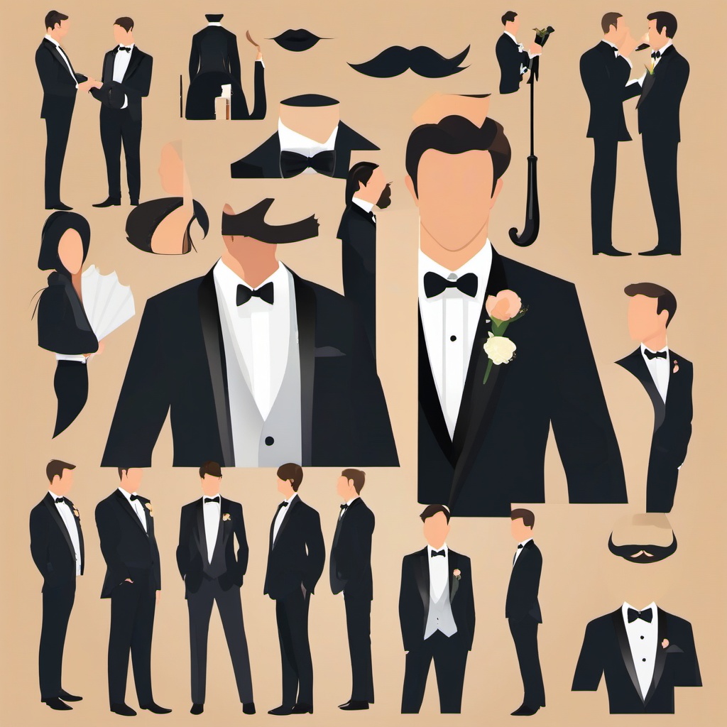 Groom clipart - Handsome groom in a tuxedo, ,vector color clipart,minimal