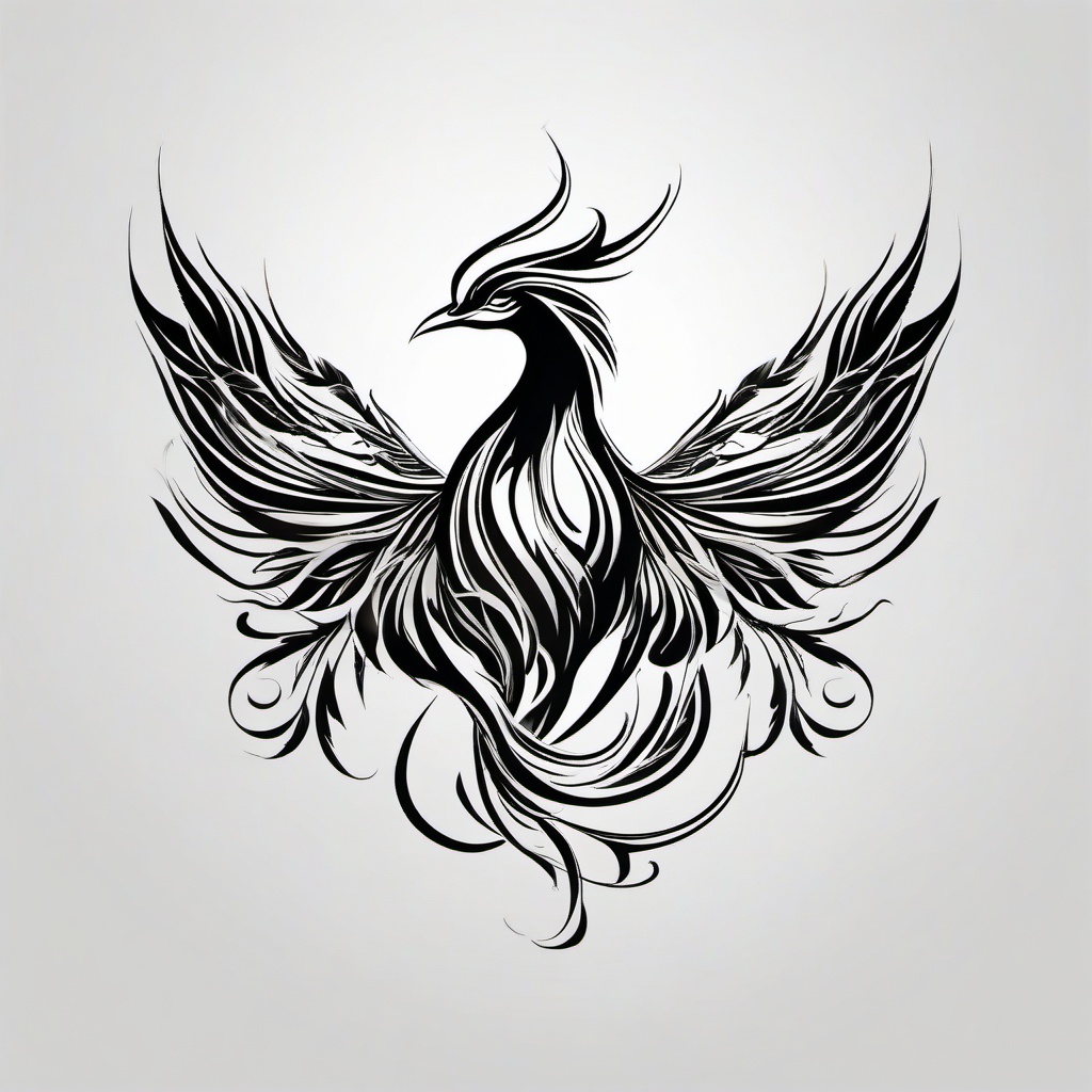 Phoenix Bird Tattoo Design - Unique phoenix tattoo designs  minimalist tattoo design, white background