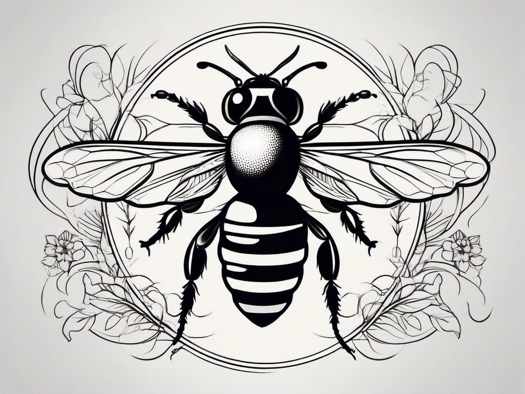 fine line bee tattoo  vector tattoo design