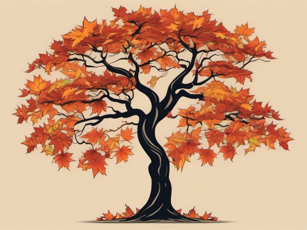 tattoo maple tree  simple vector color tattoo