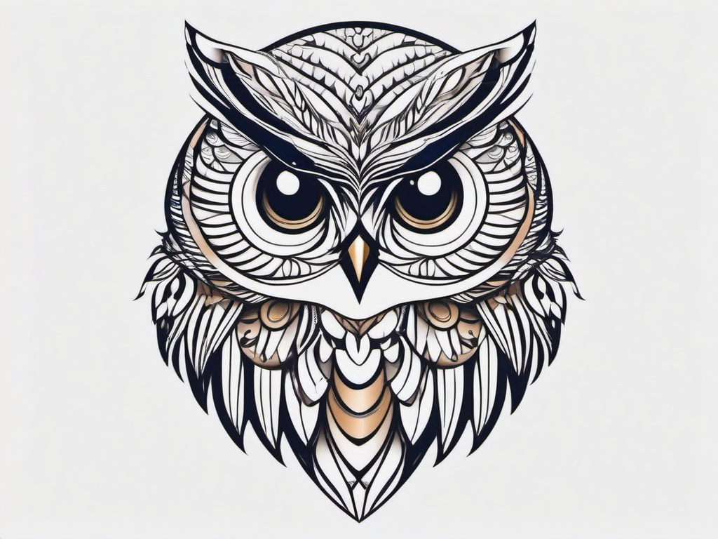 Tiny Owl Tattoo - Keep it subtle and charming with a tiny yet impactful owl-themed tattoo.  simple color tattoo,vector style,white background