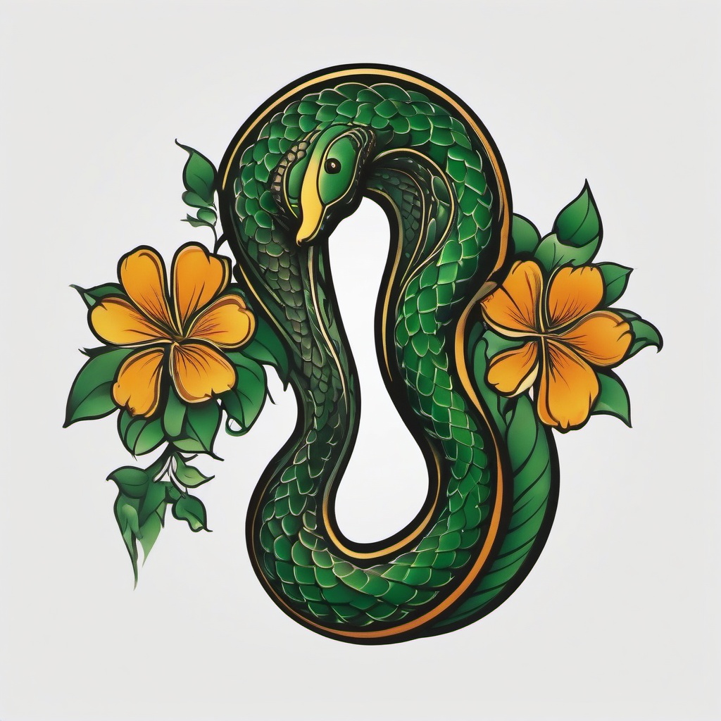 irish snake tattoo  simple color tattoo,minimal,white background