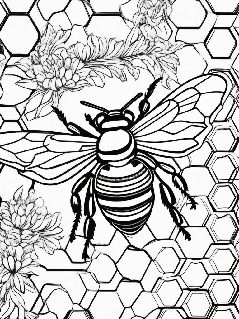 Bumblebee Coloring Pages - Bumblebee and honeycomb pattern  simple coloring pages