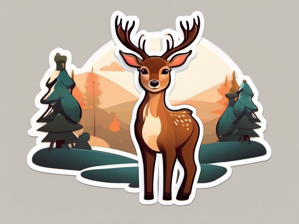 Deer cartoon - gentle animal with antlers  cartoon sticker style