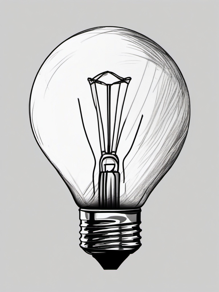 sketch of a bulb  minimal rough sketch scribbles,doodles,black and white