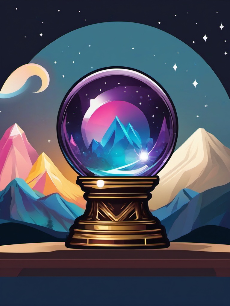 Crystal Ball Sticker - Mystic predictions, ,vector color sticker art,minimal