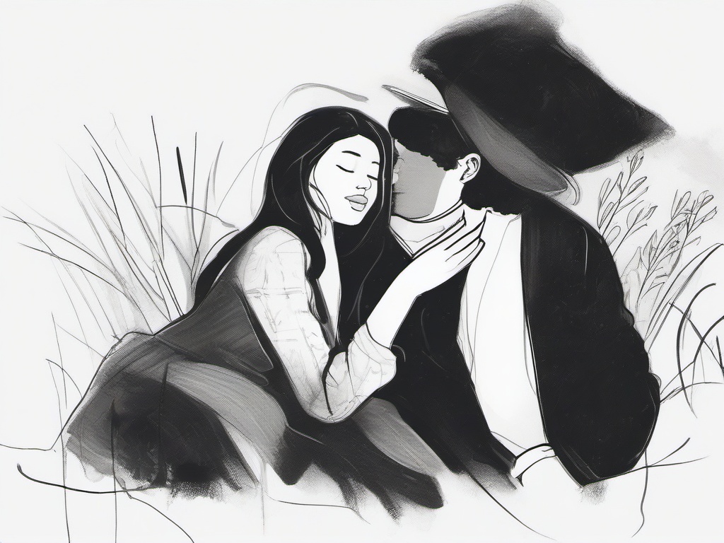 drawing of a couple with pets  minimal rough sketch scribbles,doodles,black and white