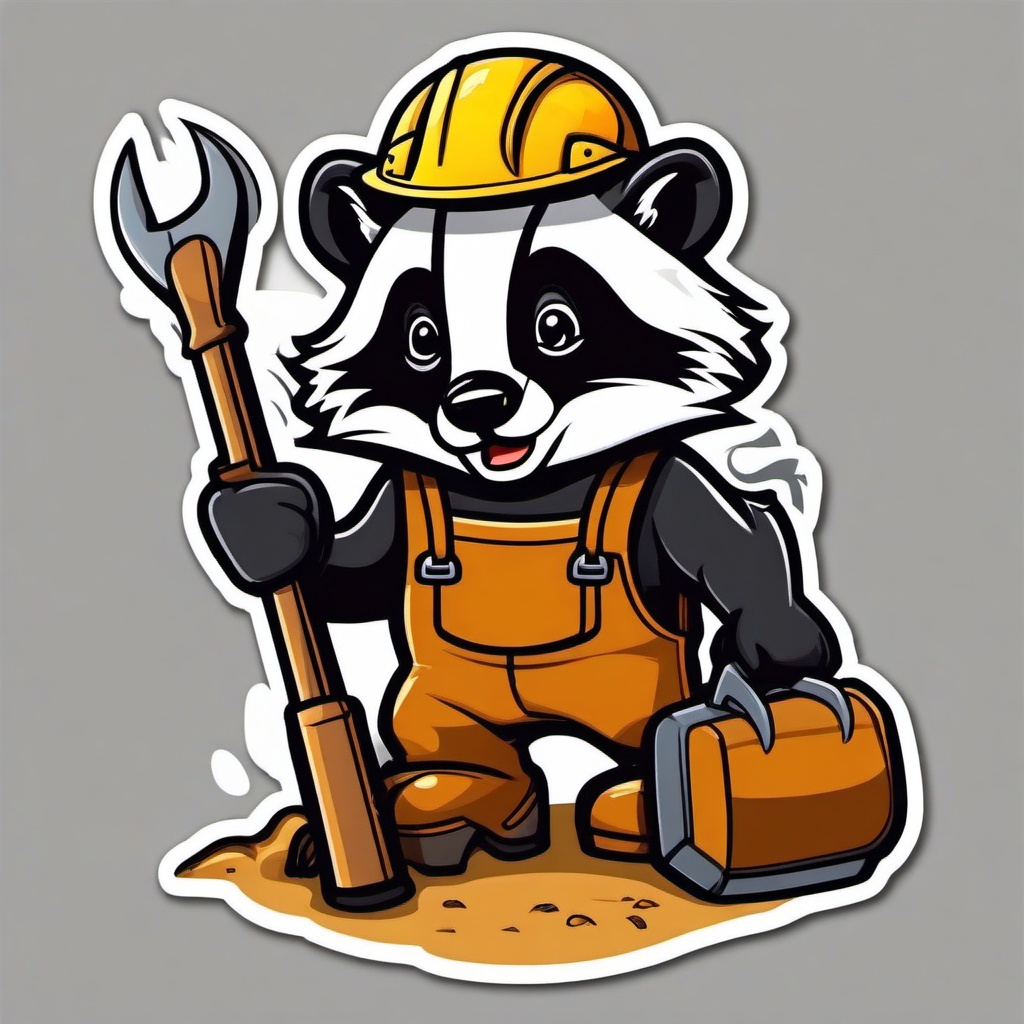 Badger cartoon - determined digger with sharp claws  cartoon sticker style