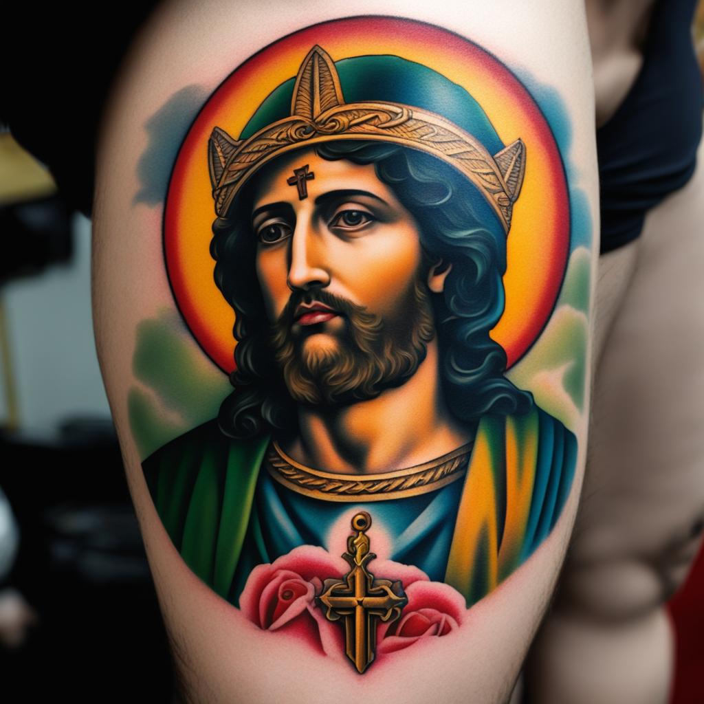 san judas tattoo, honoring the patron saint of lost causes and desperate situations. 