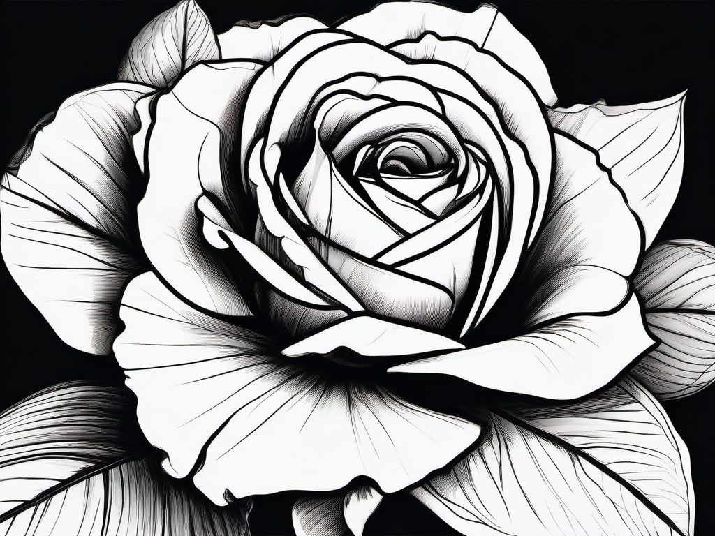 sketch of a rose flower  minimal rough sketch scribbles,doodles,black and white