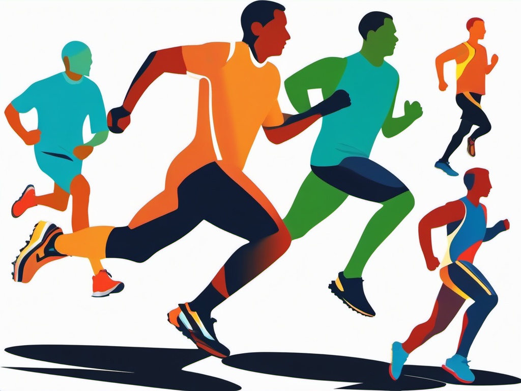 Runner clipart - group of runners in a relay race  color,minimalist,vector clipart