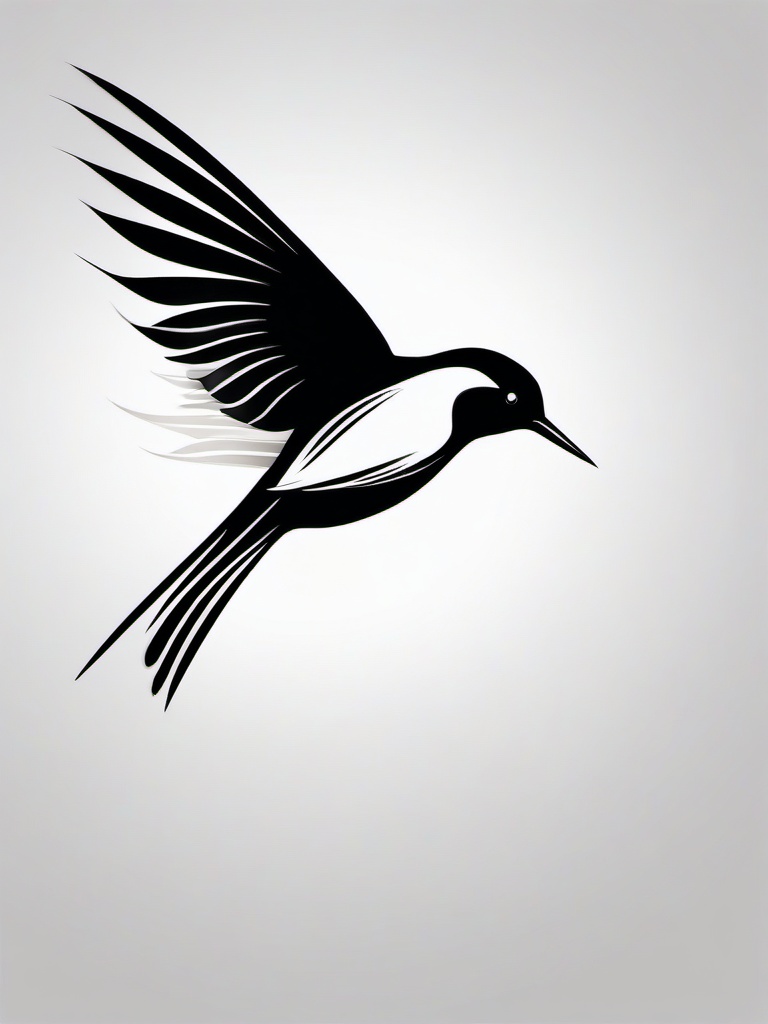 Bird Fly Tattoo - Bird flying upwards  minimalist tattoo design, white background