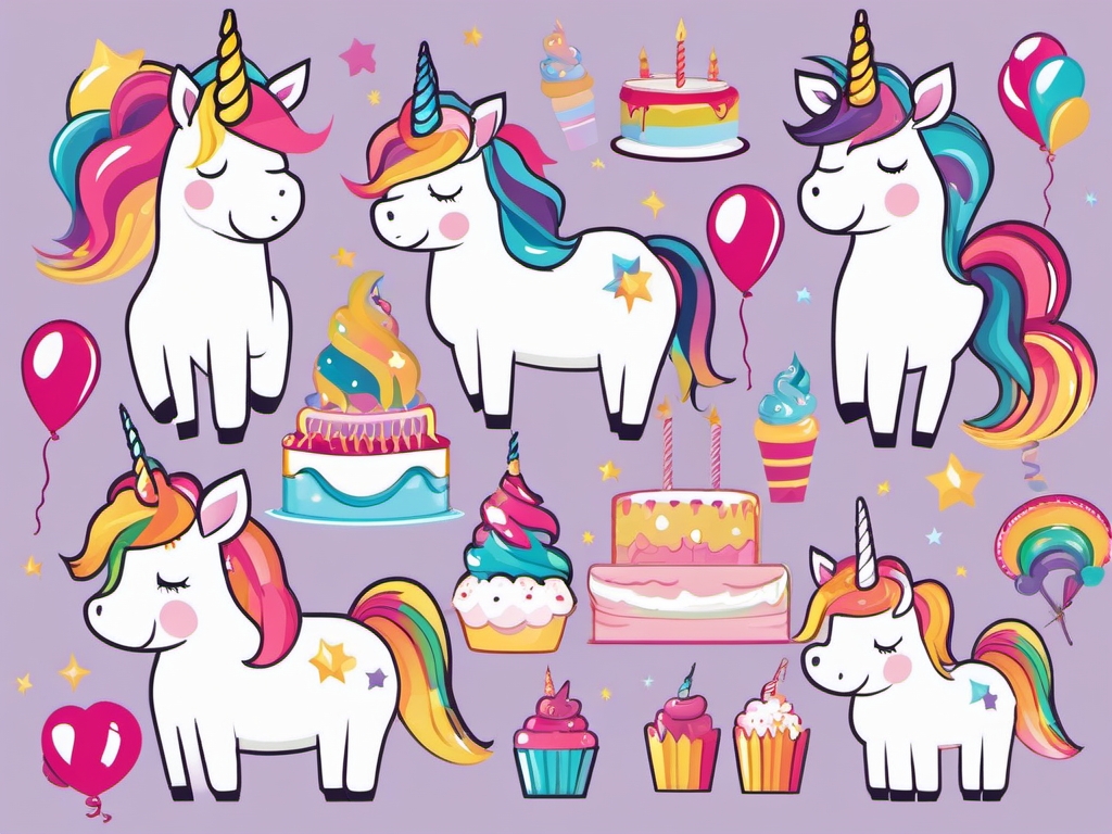 Unicorn Birthday Clipart Free - Celebrate birthdays without the cost with this free unicorn birthday clipart collection.  vector art, clipart, minimal