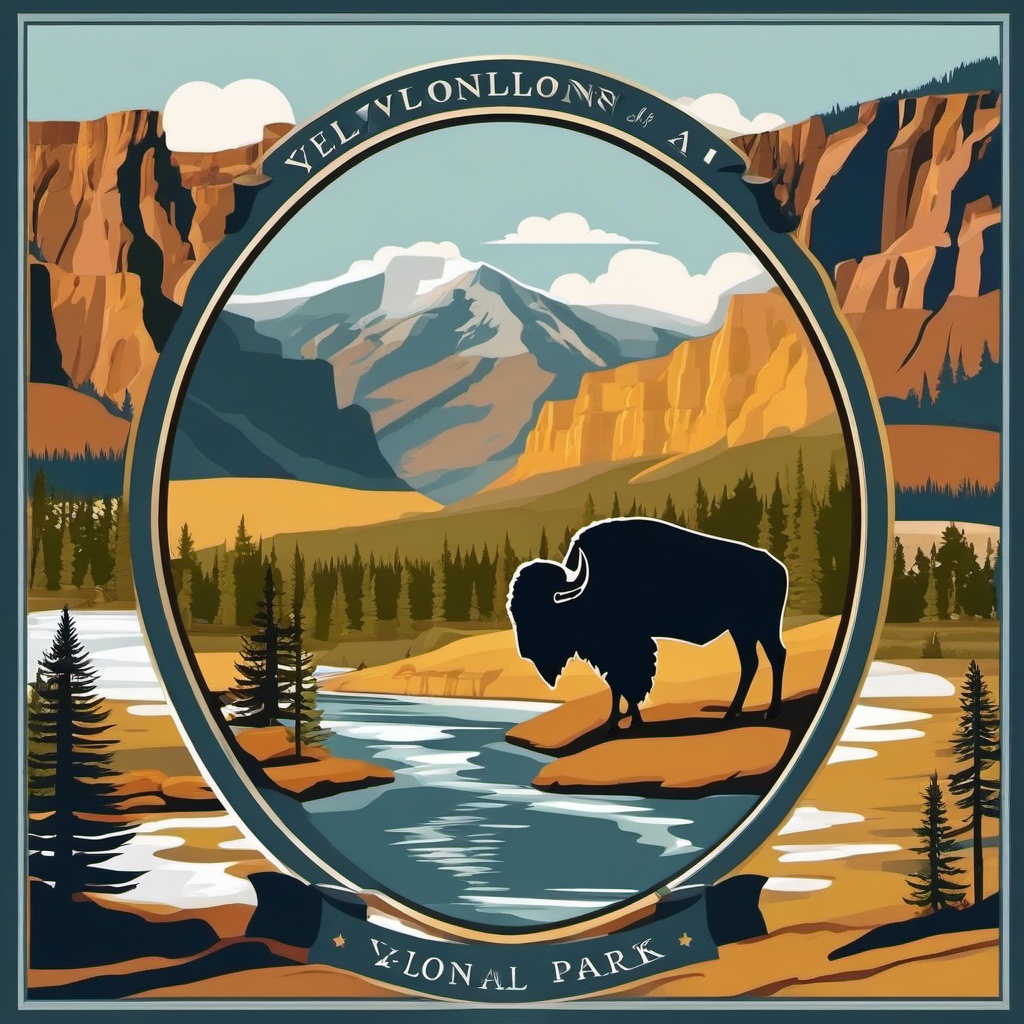 Yellowstone National Park clipart - Iconic national park in the USA, ,color clipart vector style