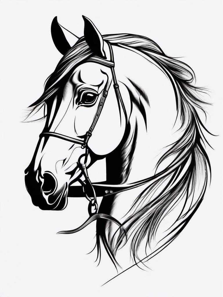 Arabian Horse Tattoo - Celebrate the elegance of Arabian horses with a tattoo, capturing the distinctive features and beauty of this renowned breed.  simple tattoo,minimalist,white background