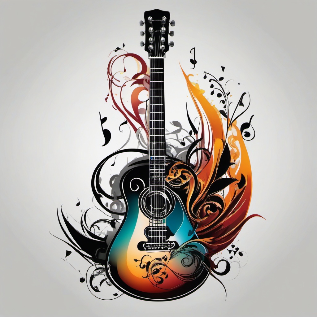 guitar music note tattoo  simple vector color tattoo