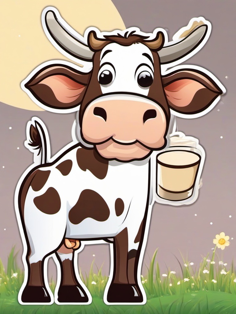 Milking Shorthorn Cow cartoon - versatile, dairy-producing cow  cartoon sticker style